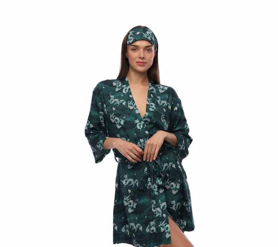 Szlafrok kimono bambusowe - Smoki / Lullalove