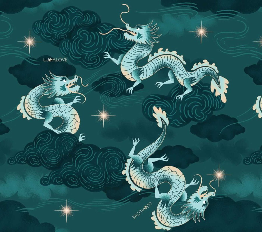 Szlafrok kimono bambusowe - Smoki / Lullalove