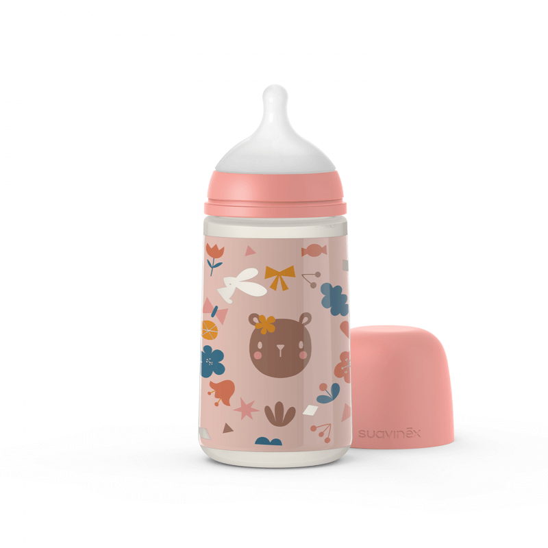 Butelka ze smoczkiem fizjologicznym SX Pro o średnim przepływie FOREST różowy 270 ml / Suavinex
