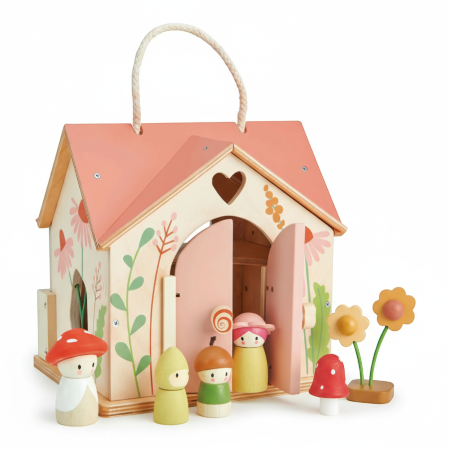 Przenośny, leśny domek z wyposażeniem i laleczkami / Tender Leaf Toys