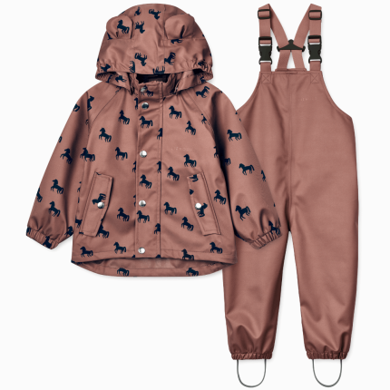 Kurtka i spodnie przeciwdeszczowe Dakota Printed -  Horses, dark rosetta / Liewood