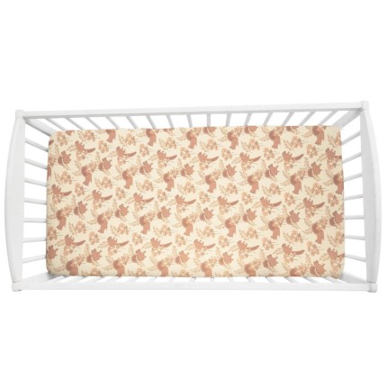 Prześcieradło do łóżeczka We care 120 x 60 Vintage Animals Almond / Sleepee
