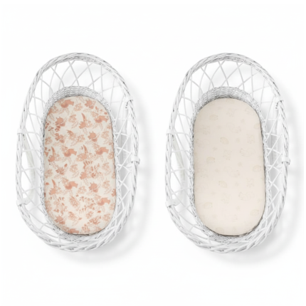 Prześcieradło do gondoli We Care 2-pak  Vintage Animals Almond-Cream / Sleepee