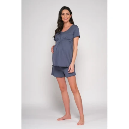 Piżama ciążowa Classic z szortami - jeans / Cool Mama