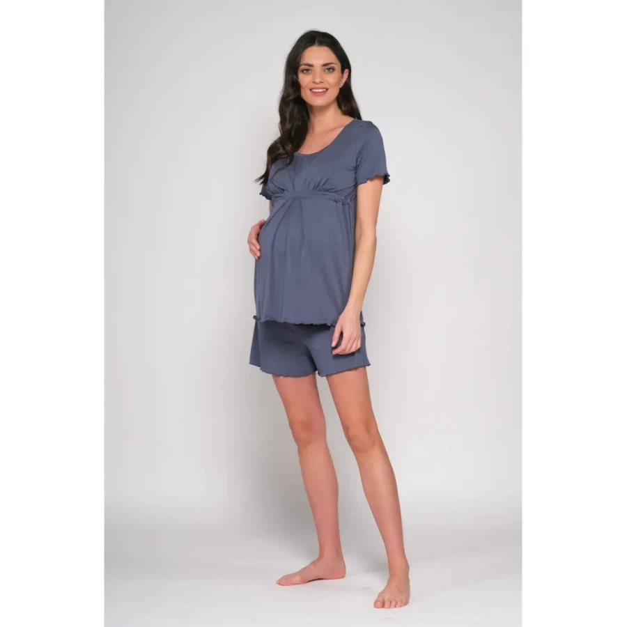 Piżama ciążowa Classic z szortami - jeans / Cool Mama