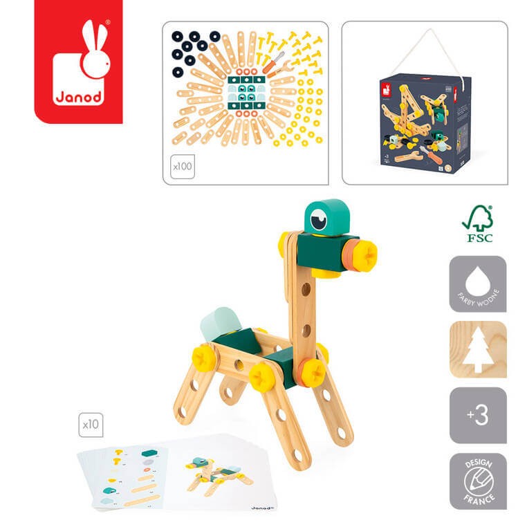 Zestaw konstruktora 100 elementów Brico'kids 3+ / Janod