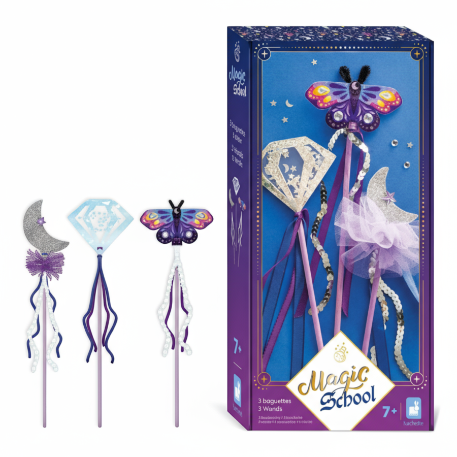 Zestaw kreatywny 3 różdżki do samodzielnego wykonania Magic School 7+ / Janod
