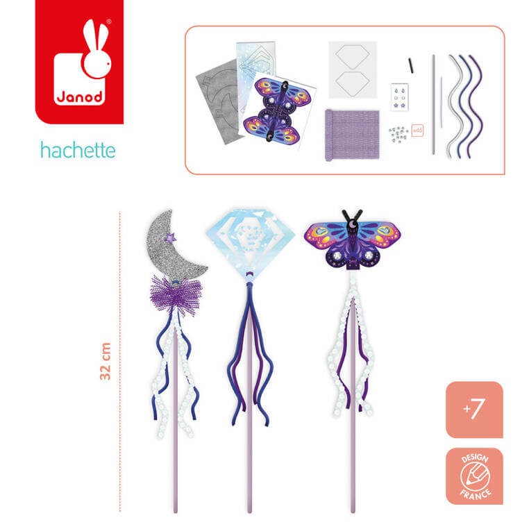 Zestaw kreatywny 3 różdżki do samodzielnego wykonania Magic School 7+ / Janod