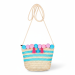 Torebka dla dzieci słomkowa naturalna w paski z pomponami i chwostami Alaia / Souza!