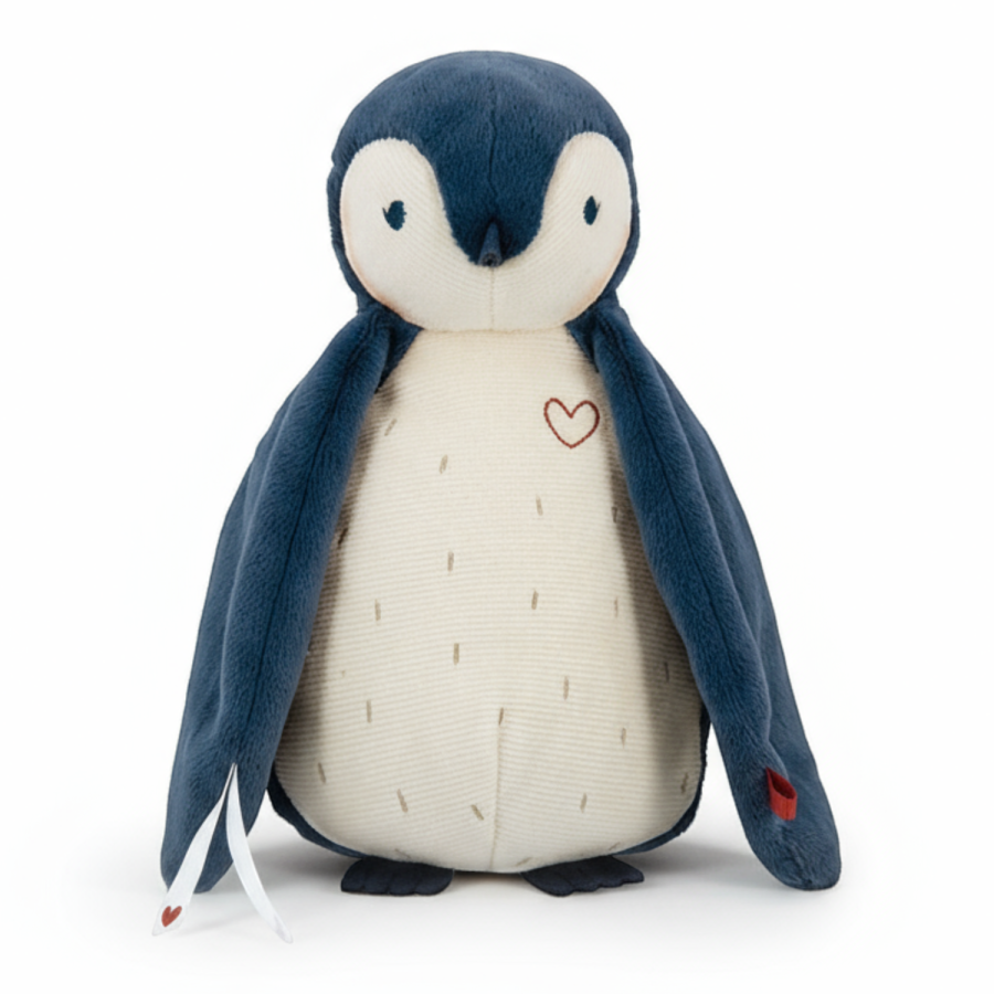 Szumiąca przytulanka z rejestratorem głosu i detektorem płaczu Pingwinek 25 cm w pudełku kolekcja Complices / Kaloo