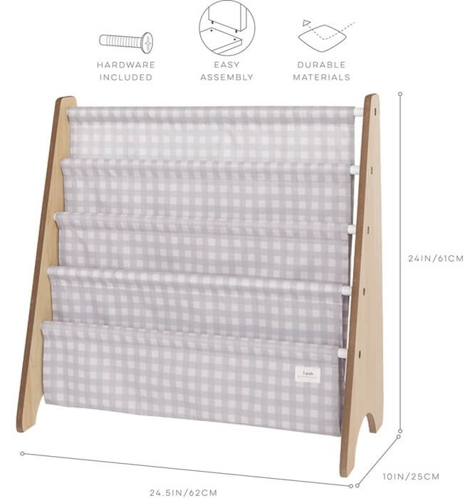 Stojak na Książki Recycled Gingham Blue / 3 Sprouts