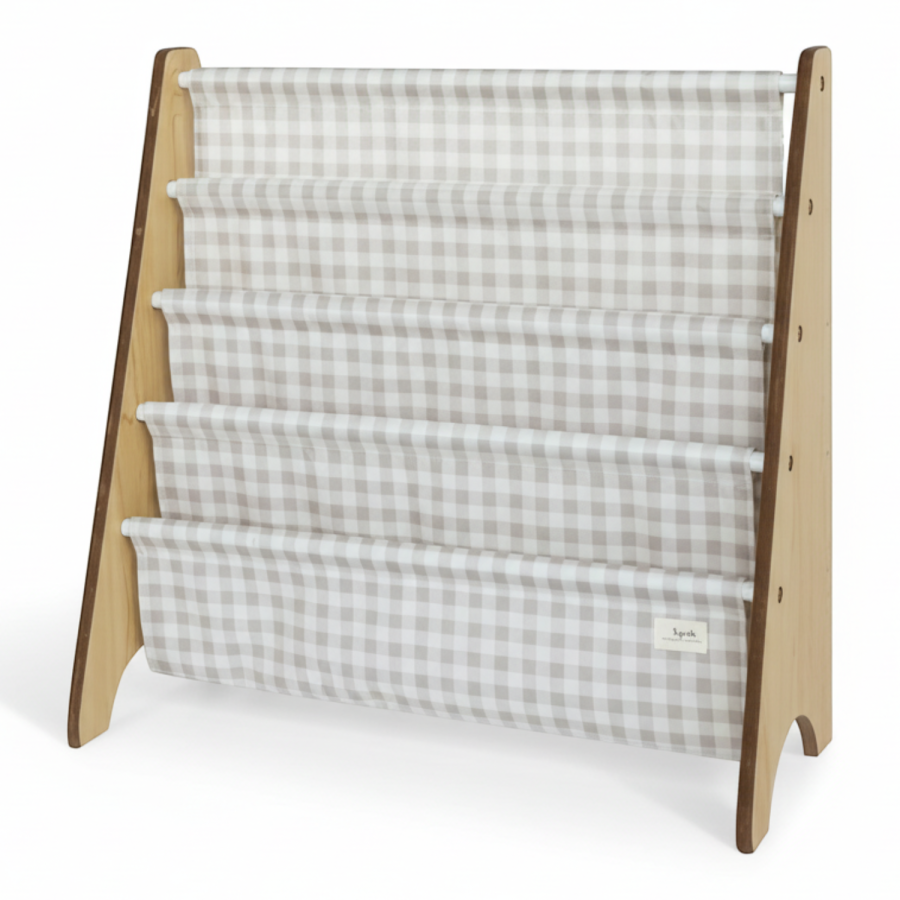 Stojak na Książki Recycled Gingham Beige / 3 Sprouts