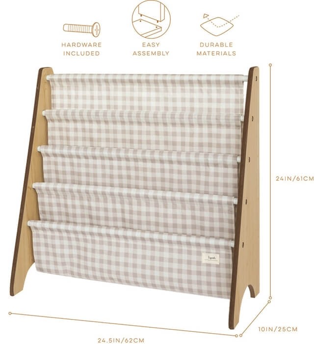 Stojak na Książki Recycled Gingham Beige / 3 Sprouts
