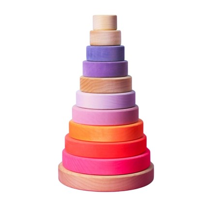 Drewniana wieża 10 krążków - Neon Pink  / Grimm's