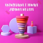 Drewniana wieża 10 krążków - Neon Pink  / Grimm's