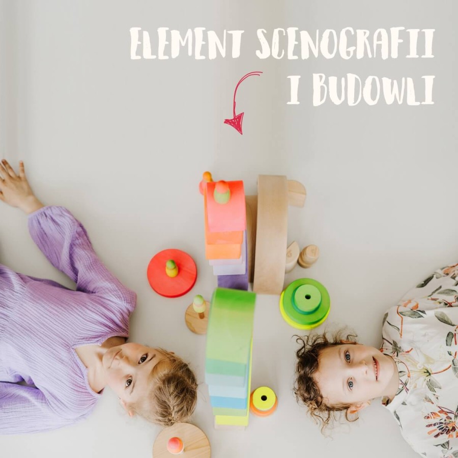 Drewniana wieża 10 krążków - Neon Pink  / Grimm's