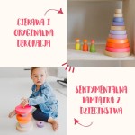 Drewniana wieża 10 krążków - Neon Pink  / Grimm's