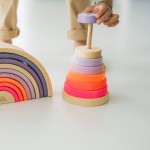 Drewniana wieża 10 krążków - Neon Pink  / Grimm's