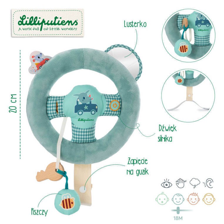 Miękka kierownica aktywizująca Smok Joe 18 m+ / Lilliputiens