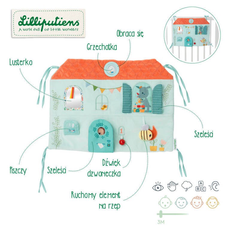 Miękka tablica aktywizująca do zabawy Domek Sarenki Stelli i Smoka Joe 3 m+ / Lilliputiens