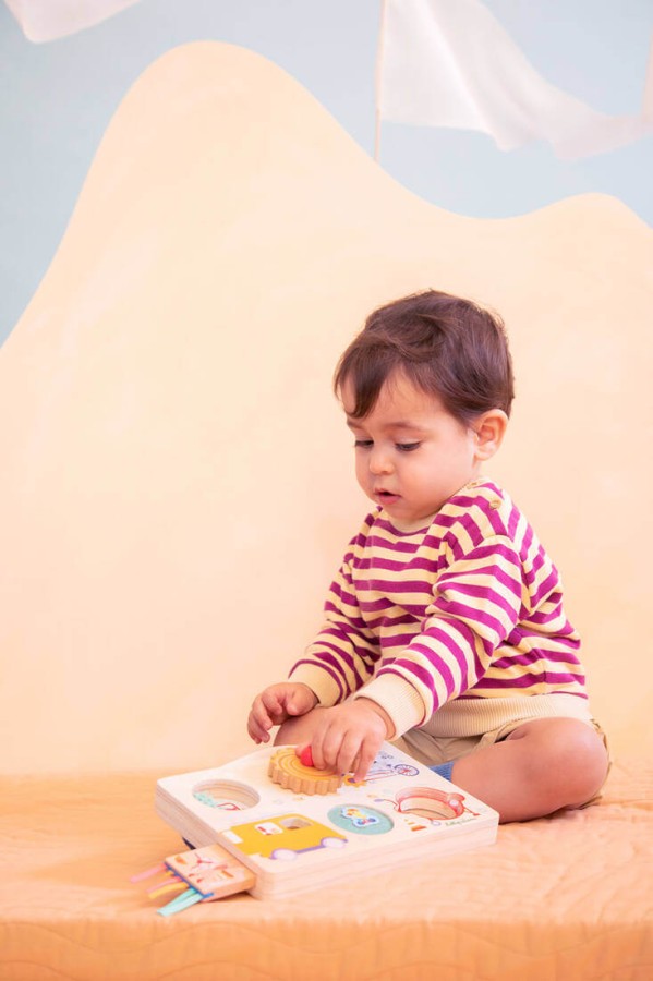 Drewniana tablica manipulacyjna walizka Pojazdy 12 m+ / Lilliputiens