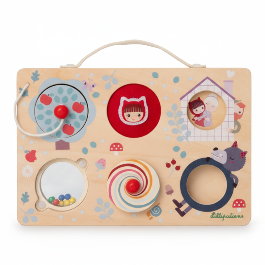 Drewniana tablica manipulacyjna walizka Czerwony kapturek 12 m+ / Lilliputiens
