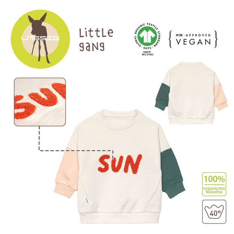 Bluza z bawełny organicznej GOTS Little Gang Sun milky / Lassig