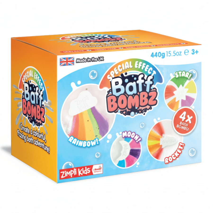 Bomby do zabawy do kąpieli zmieniające kolor wody, zestaw 4 szt., Rainbow Baff Bombz / Zimpli Kids