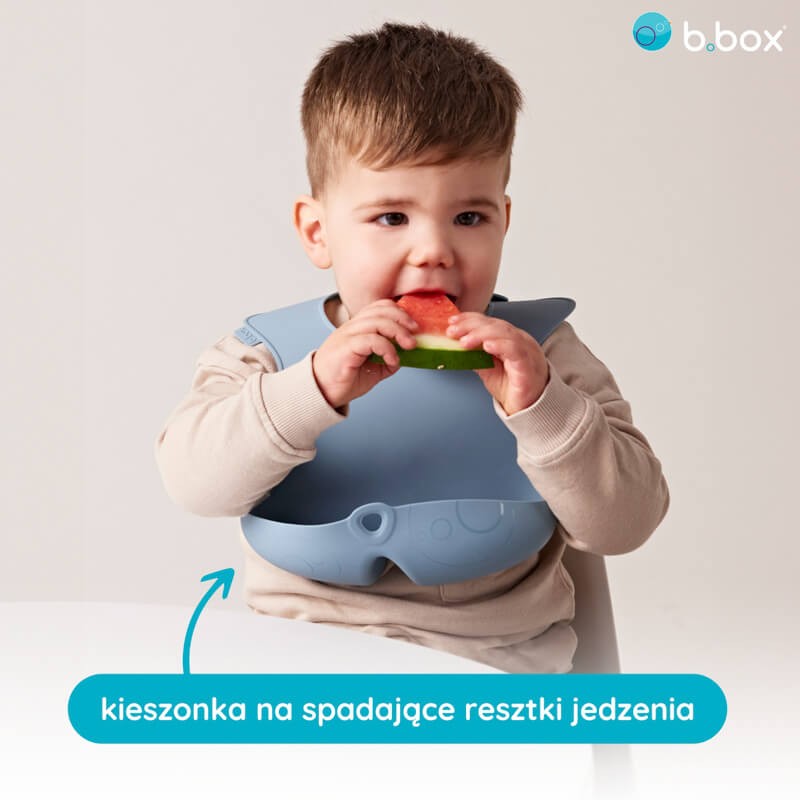 Śliniak z otwartą kieszonką niebieski / b.box