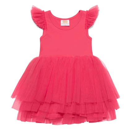 Sukienka ANGEL krótki rękaw - koral / Manufaktura Falbanek