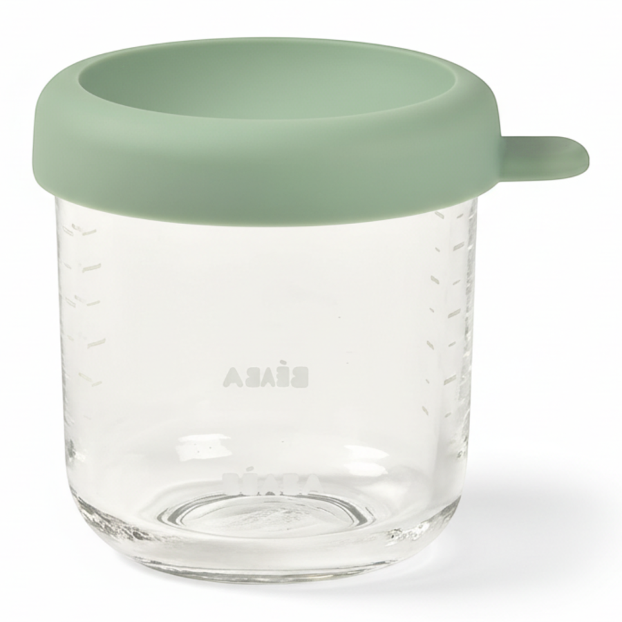 Pojemnik słoiczkek szklany z zamknięciem 250 ml Sage green / Beaba