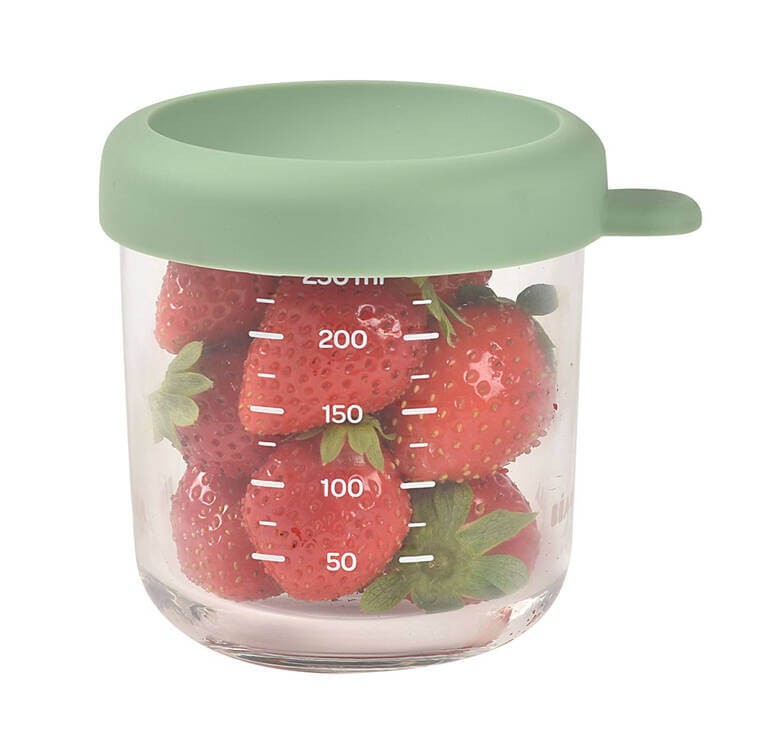 Pojemnik słoiczkek szklany z zamknięciem 250 ml Sage green / Beaba