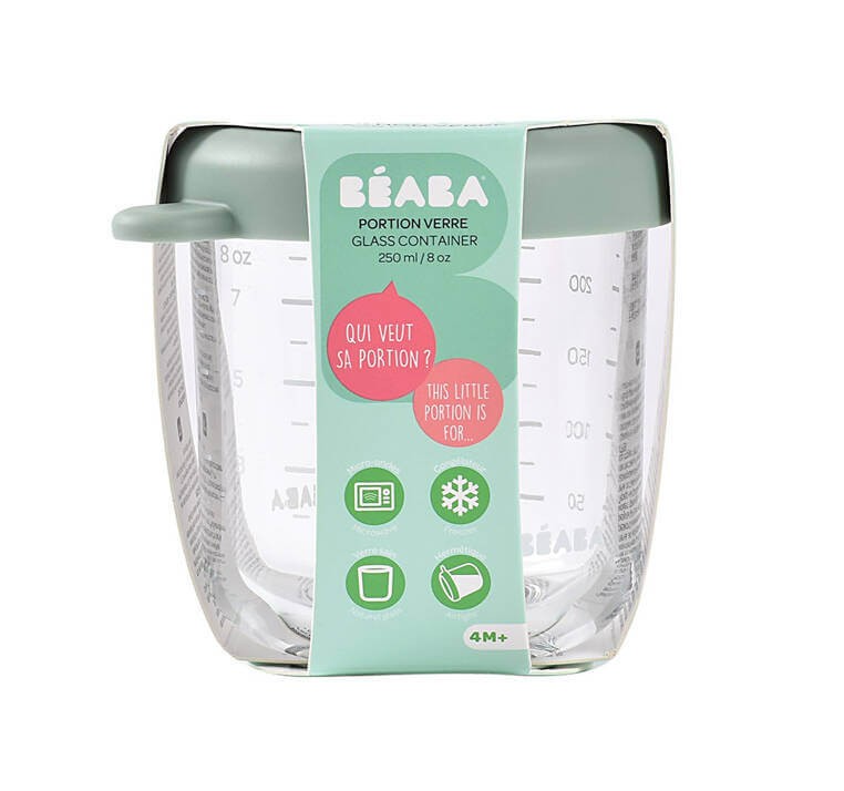 Pojemnik słoiczkek szklany z zamknięciem 250 ml Sage green / Beaba
