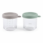 Zestaw pojemników słoiczków szklanych z zamknięciem 2 x 250 ml Sage green-Gazelle / Beaba