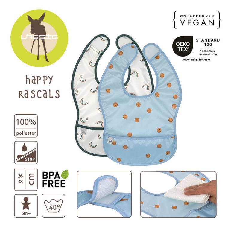 Zestaw śliniaków wodoodpornych 6m+ Happy Rascals Smile sky blue / Lassig