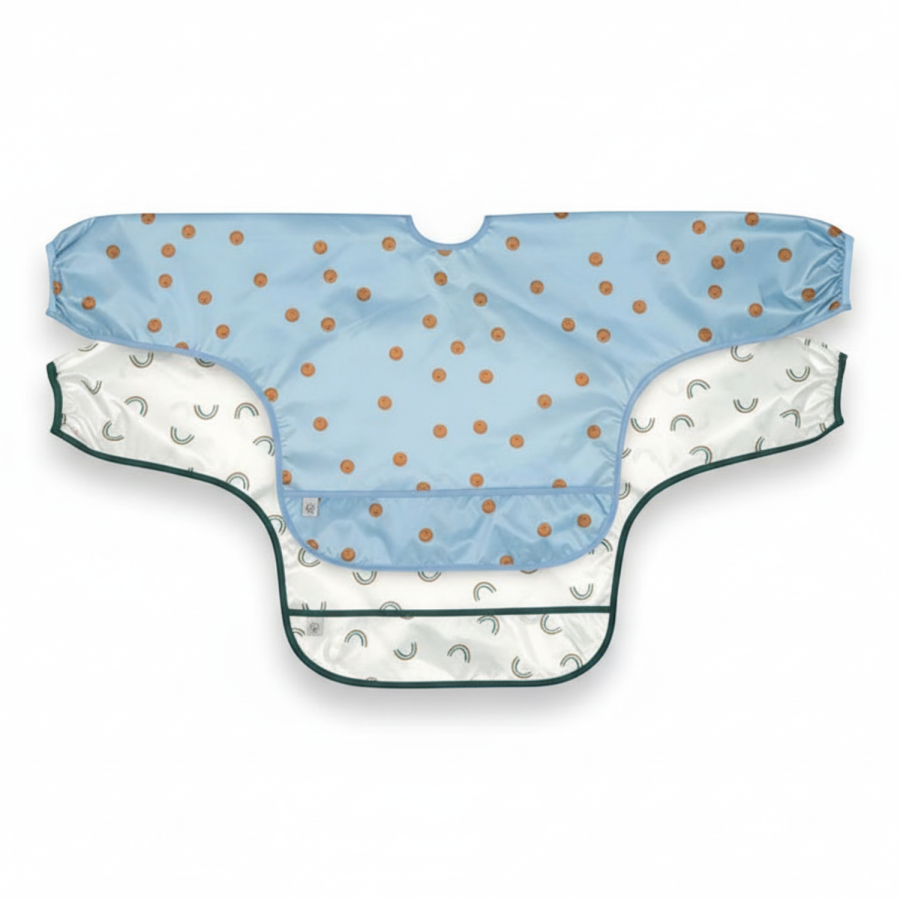 Zestaw śliniaków z długim rękawem 6m+ Happy Rascals Smile sky blue / Lassig