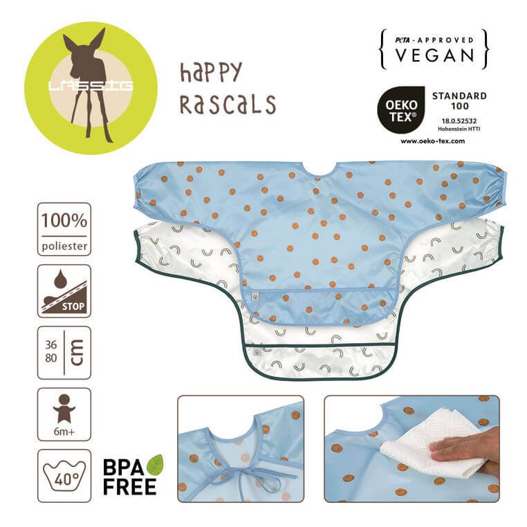 Zestaw śliniaków z długim rękawem 6m+ Happy Rascals Smile sky blue / Lassig