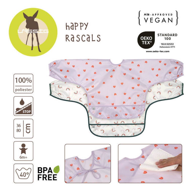 Zestaw śliniaków z długim rękawem 6m+ Happy Rascals Heart lavender / Lassig