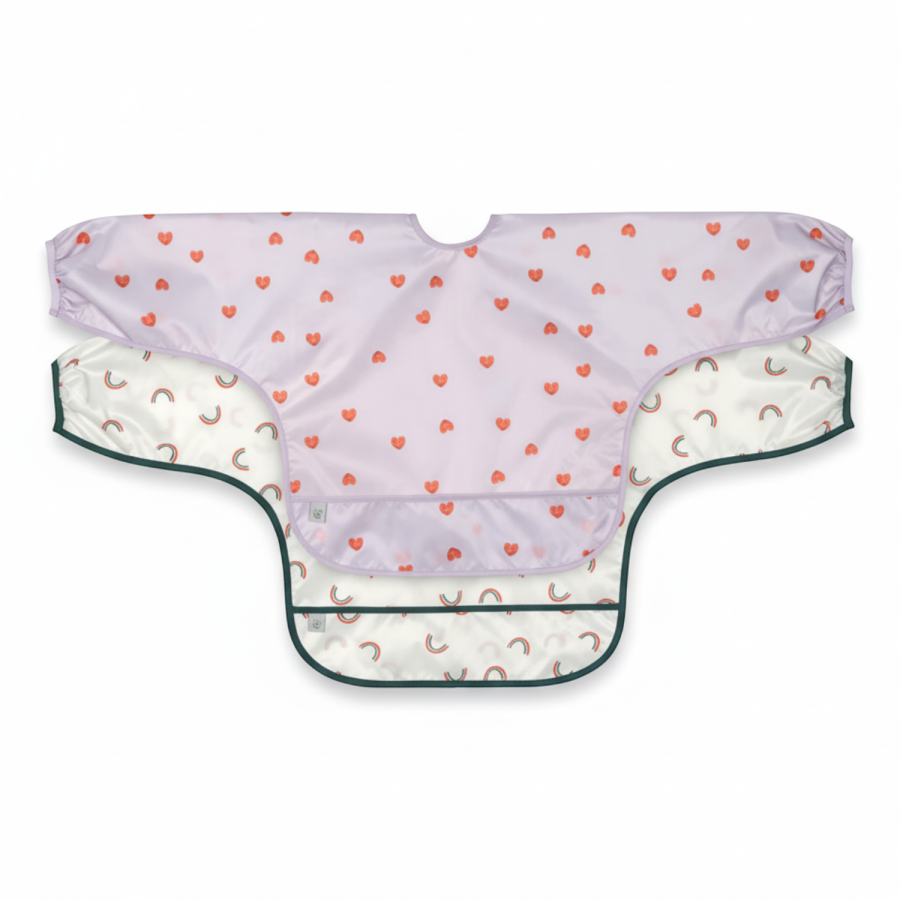 Zestaw śliniaków z długim rękawem 6m+ Happy Rascals Heart lavender / Lassig