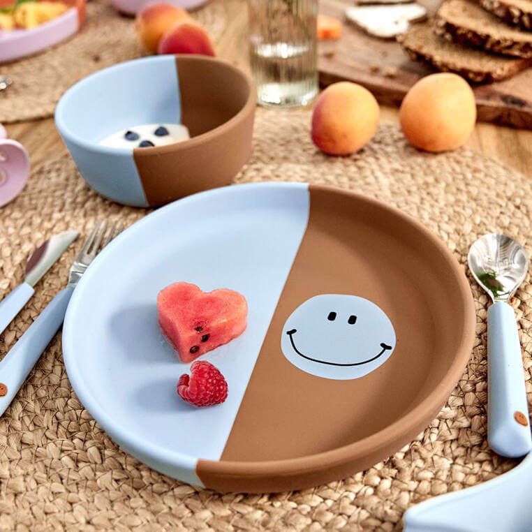 Talerzyk silikonowy dla dzieci Happy Rascals Smile sky blue / Lassig