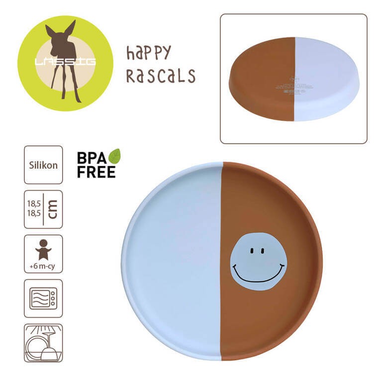 Talerzyk silikonowy dla dzieci Happy Rascals Smile sky blue / Lassig