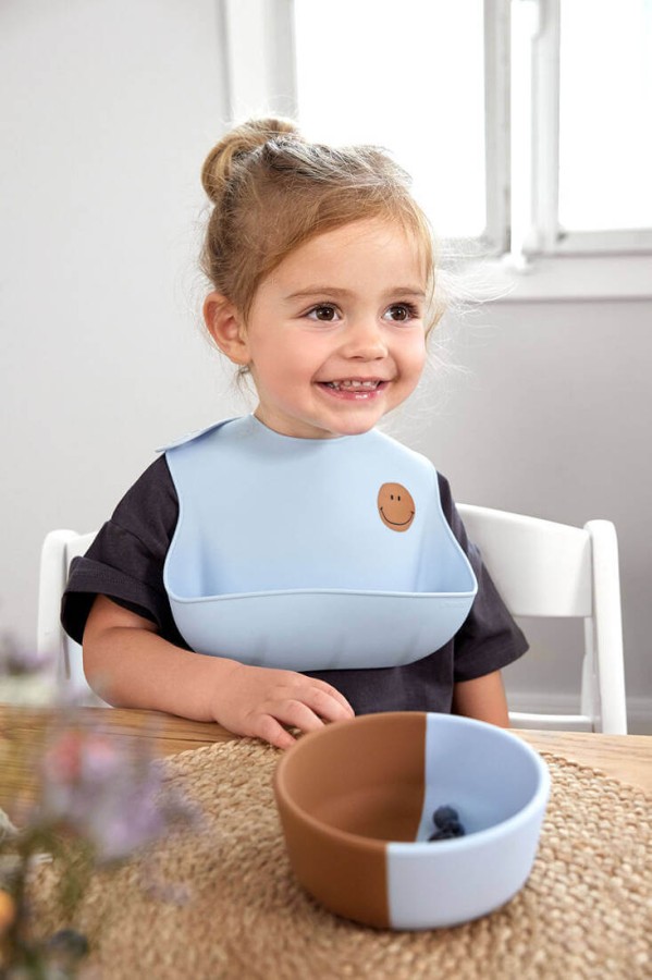 Miseczka silikonowa dla dzieci Happy Rascals Smile sky blue / Lassig