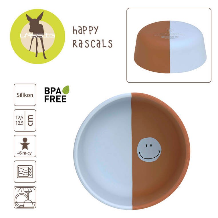 Miseczka silikonowa dla dzieci Happy Rascals Smile sky blue / Lassig