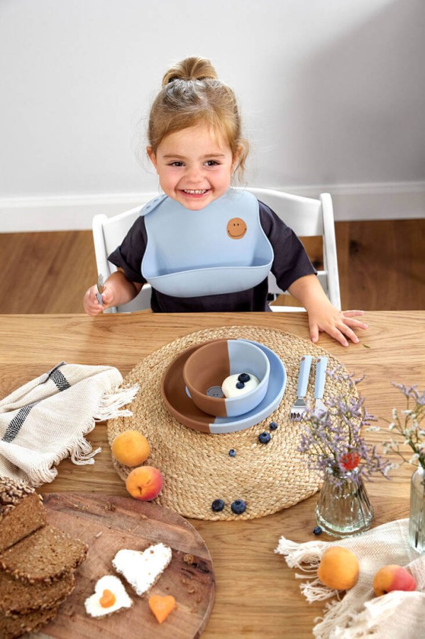 Miseczka silikonowa dla dzieci Happy Rascals Smile sky blue / Lassig