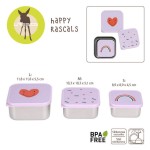 Pojemnik na przekąski snackbox ze stali nierdzewnej 3 szt. Happy Rascals Heart lavender / Lassig