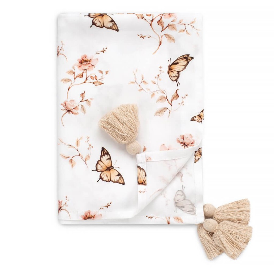 Otulacz bambusowy z chwostami BUTTERFLIES 100x70cm / YOSOY
