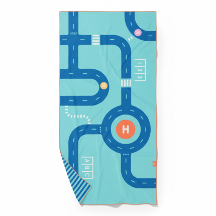 Dwustronny ręcznik plażowy PlayTowels - Road / QUUT