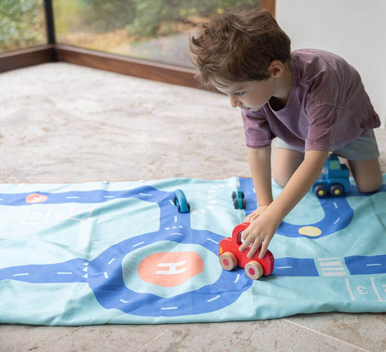 Dwustronny ręcznik plażowy PlayTowels - Road / QUUT
