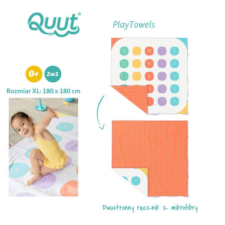Dwustronny ręcznik plażowy PlayTowels 180 x 180cm - Balancing Game / QUUT