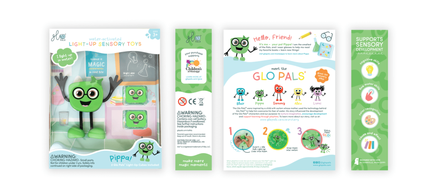 Postać do kąpieli Pippa - zestaw z dwiema kostkami sensorycznymi świecącymi w wodzie / Glo Pals